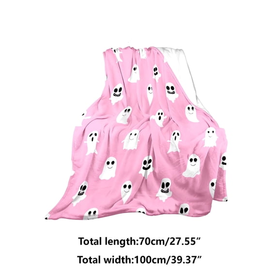AUQ 2026 New Pink Halloween Cute Ghost Nap Blanket,Spooky Halloween Throw Blanket Gifts for Baby Decor Stuffed Soft Lightweight Flannel Fleece Cute Ghost Blankets for Kids 39.4X27.6In
