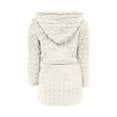 thumbnail image 6 of APEXFWDT Women's Fleece Short Robe Long Sleeve Warm Fuzzy Hooded Bathrobe with Belt, Cozy Loungewear,S,Beige, 6 of 6
