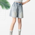 thumbnail image 6 of Ruyang Girls Baggy Jeans Shorts Y2k Hip Hop Streetwear Denim Shorts Unisex Kid Vintage Fashion Bermuda Jorts Star Embroidery Clothes, 6 of 8