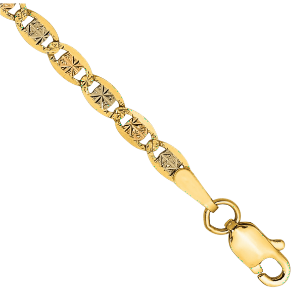 14K Solid 2.75mm Tri Color Pink White Yellow Gold Valentino Chain Bracelet