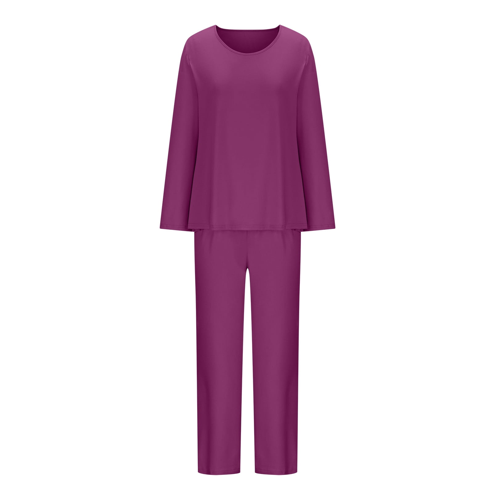 Woblesal Womens Turtleneck Warm Pajamas Set Solid Color