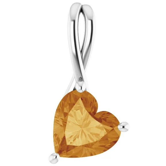 Pompeii 2ct Citrine  Women's Heart Pendant in 14k Gold Necklace 6mm Tall (,)