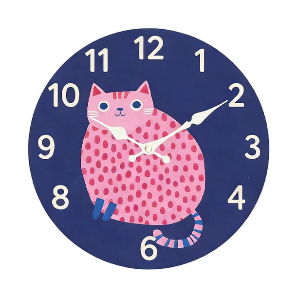 Reloj de pared de gato, reloj colgante, decorativo de madera, silencioso, moderno, decoración de arte de pared para Gato rosa