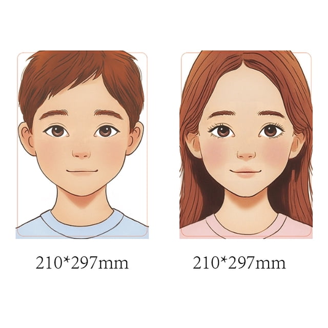 Plastic Makeup Painting Practice Board Reusable Face Painting Exercise Template Rectangle with Boy & Girls Pattern Mixed Color 29.7x21cm 2pcs/set for DIY