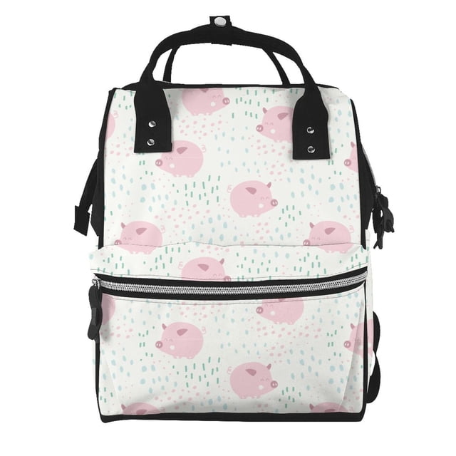Fotbe Cute Pigs Mochila Maternidad - Lona de Sarga Impermeable, Mochila de Pañales de Gran Capacidad con Múltiples Bolsillos y Correas Ajustables