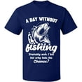thumbnail image 2 of OXI T-Shirt - A Day Without Fishing, Basic Casual T-Shirt for Men's and Women Fleece T-Shirt Short Sleeve - Navy Blue 2X-Large, 2 of 3