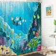 thumbnail image 3 of Tropical Fish Shower Curtain, Ocean Underwater World Jellyfish Colorful Coral Reef Summer Bathroom Curtain Waterproof Fabric Machine Washable with Hooks,72" Wx84 L, 3 of 6