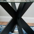thumbnail image 2 of Powell Augusta Wood X-Base Dining Table with Glass Top, Black, 2 of 11
