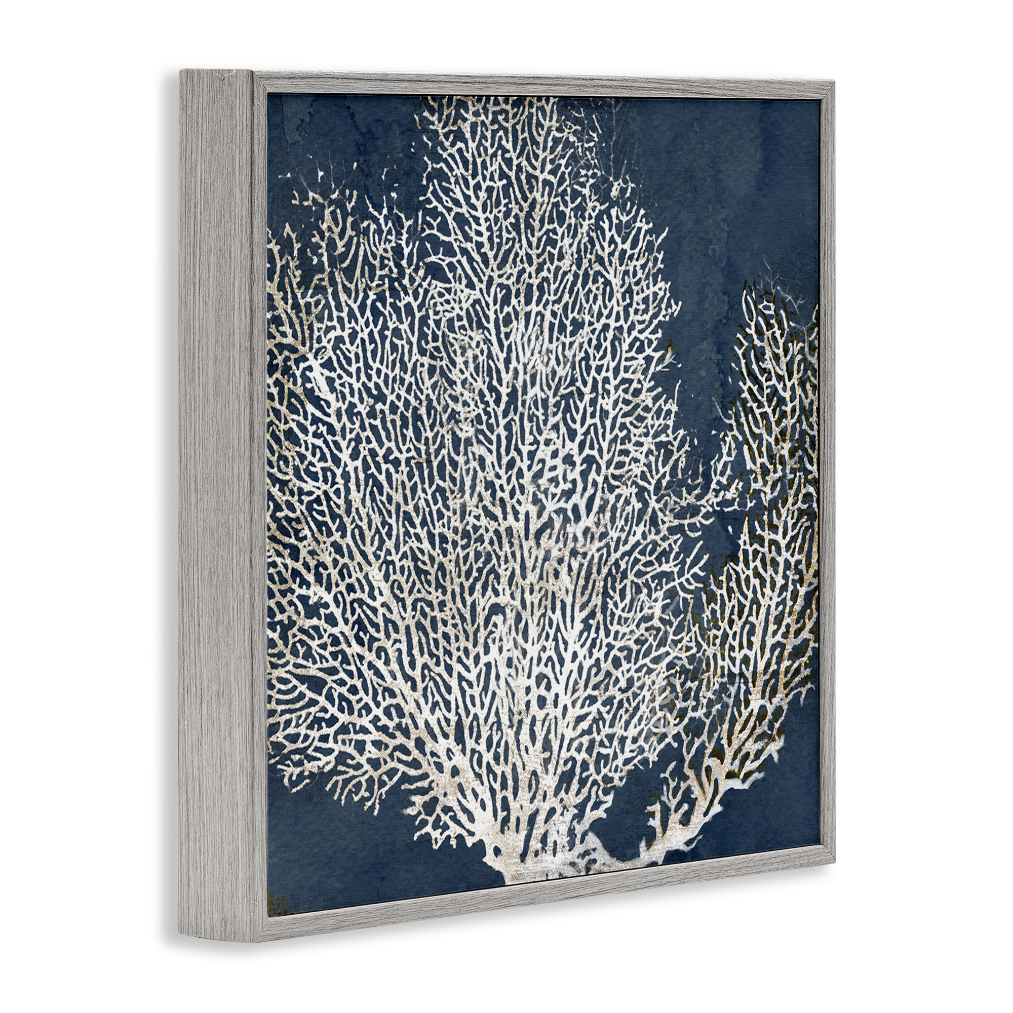Stupell Industries Sea Coral Ocean Life Silhouette Nature Painting Gray Framed Art Print Wall Art, 12 x 12
