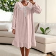 thumbnail image 2 of Busydd Flannel Nightgowns for Women Winter Warm Plush Sleepwear for Women Casual Solid Color Lapel Long Sleeve Pajamas for Women 2XL, 2 of 8