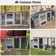 Aivituvin Mobile Chicken Coop with Run, Large Wooden Hen House Poultry Cage with Wheels, Weatherproof Roof, Sectionable Nesting Box, Pull-Out Tray for 3-5 Chickens, 74.9 L x 26 W x 39.4 H