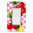 thumbnail image 1 of Metal Light Switch Plate Cover Gingham Cranberry Fruit Leaf Picnic Pink FUT002, 1 of 13