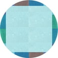 thumbnail image 1 of Ahgly Company Machine Washable Indoor Round Transitional Blue Area Rugs, 3' Round, 1 of 7