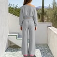 thumbnail image 4 of Cethrio Girls Casual Outfit Sets, Long Sleeve Daily Spring Fall 2 Piece Kids Clothing Sets Size 7-8 Years Gray, 4 of 6