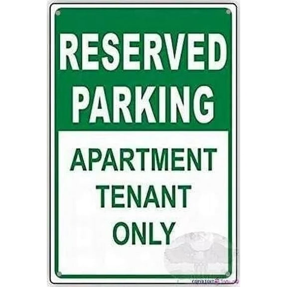 Street sign warning plaque Reserved Parking Apartment Tenant Only Green Metal Tin Sign Wall Art Decor Safety Warning Signs For Outdoor & Indoor office Sign 8 X 12 Inch