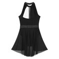 thumbnail image 7 of TiaoBug Womens Lyrical Dresses Rhinestone Halter Neck Leotards Figure Skating Dance Dress Black&White XL, 7 of 7