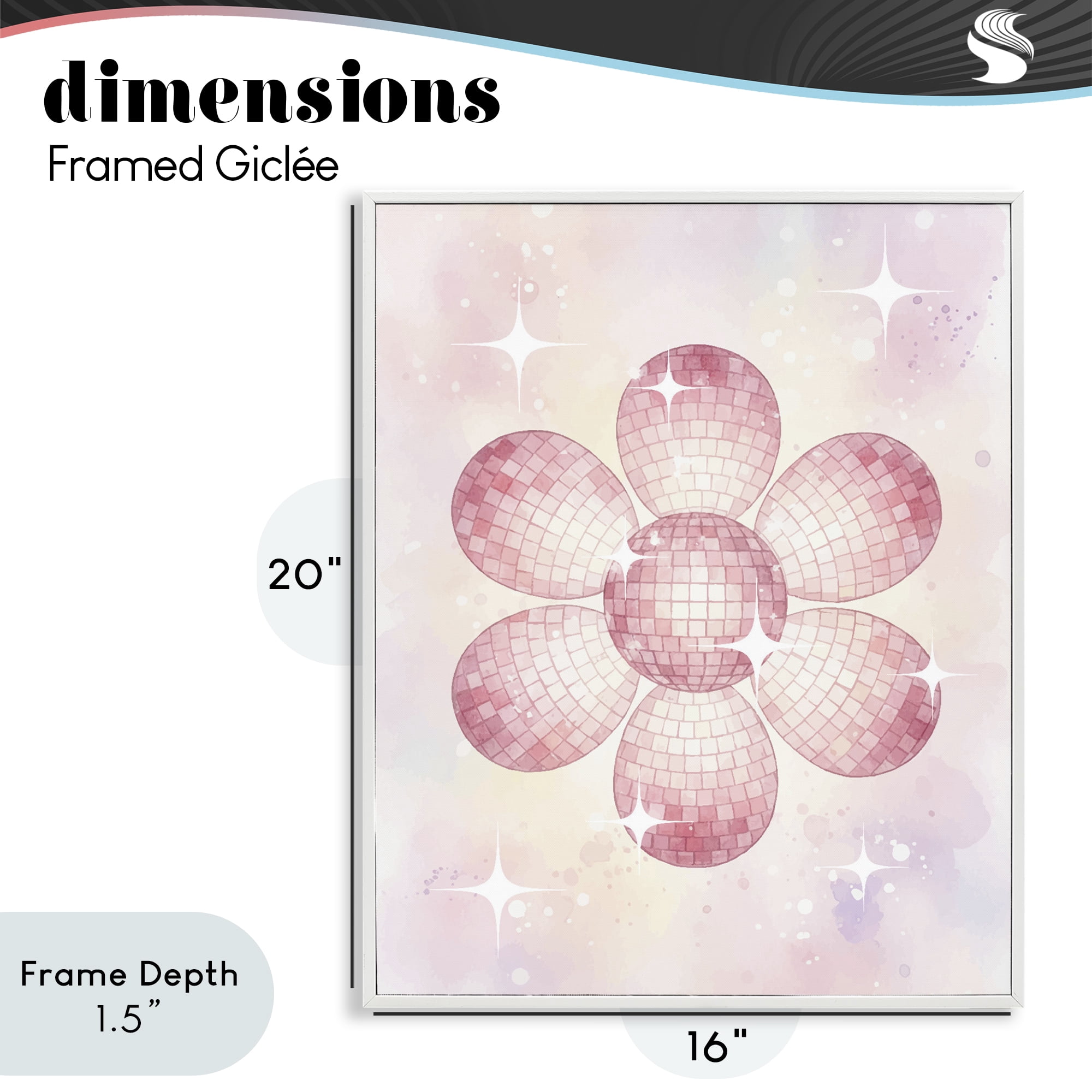 Stupell Industries Dreamy Pink Disco Ball Flower White Framed Giclee Art, design by Lil' Rue