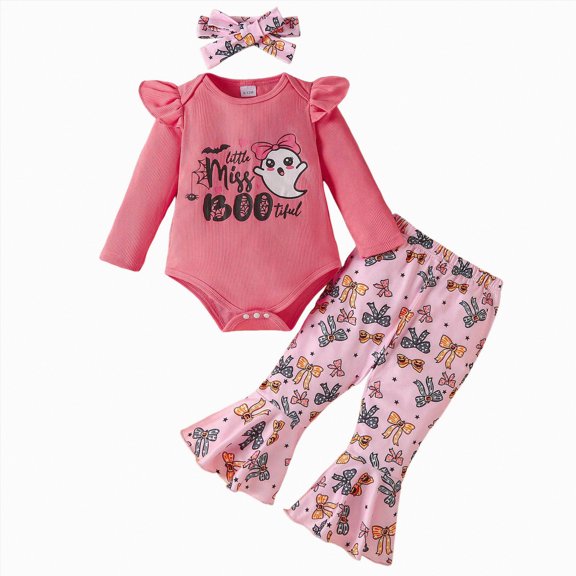 Pimfylm Baby Girl Clothes Fall Winter Outfits,Kids Girls Outfits Little Girls Fall Winter Clothes Girls Long Sleeve Solid Color Top Jeans Bell-bottomed Pants 2PCS Set
