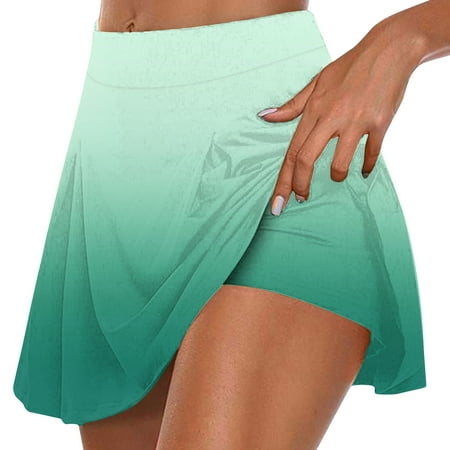 Moxiu Athletic Skirts for Women with Shorts Pockets Gradient Color Workout Tennis Running Golf Skorts Skirts Graphic Skort 2025 Light Blue XXL