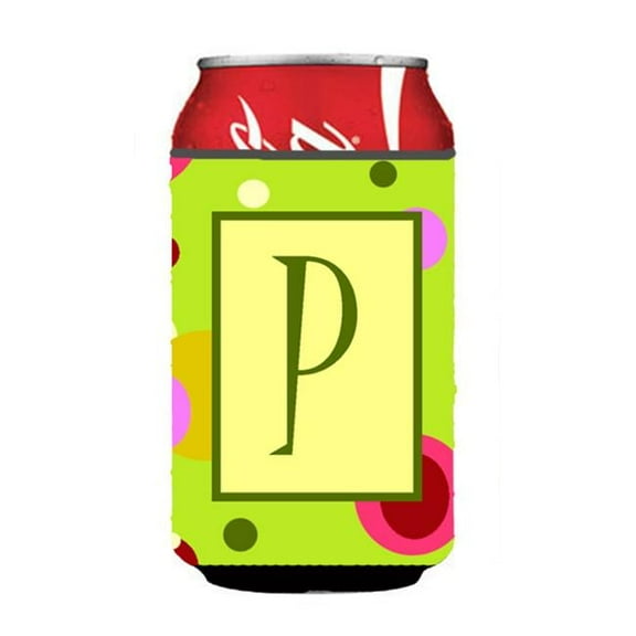 Letter P Initial Monogram - Green Can or Bottle  Hugger