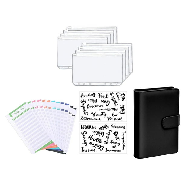Carpeta A6 con sobres con cremallera para recibos, presupuestos y facturas. Negro