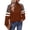 BO42_Brown, variant on Sweatshirts For Women Crewneck Long Sleeve Loose Fit Tops Leopard Patchwork Fashion 2026 Pullovers Orange S