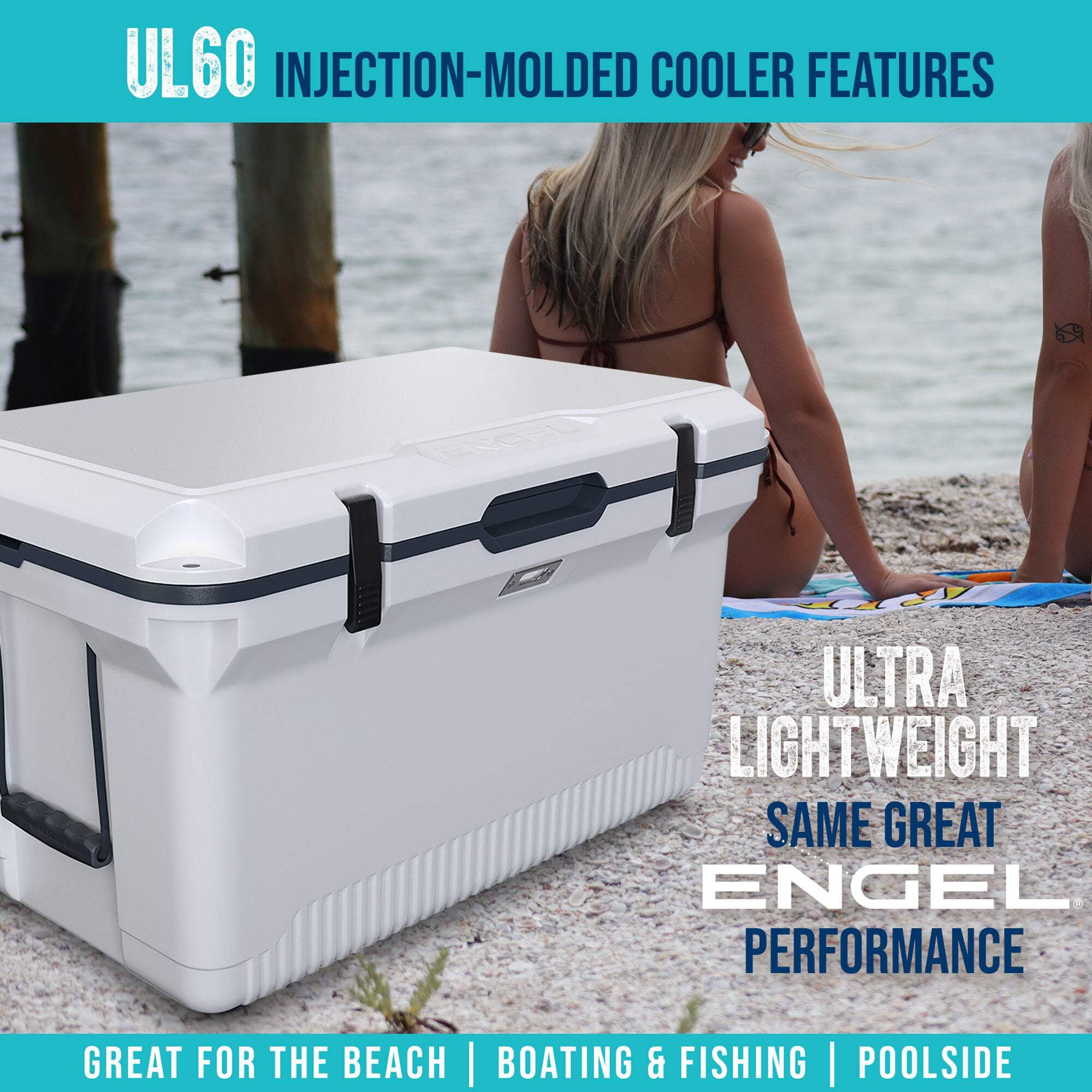 ENGEL 60 Qt UltraLite Cooler With Wire Basket and Divider - Blue
