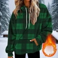 thumbnail image 2 of SwiftWear Women's Plaid Flannel Hoodie Cozy Weighted Fleece-Lined Pullover Soft Long Sleeve Casual Sweatshirt Loungewear Green, 2 of 3