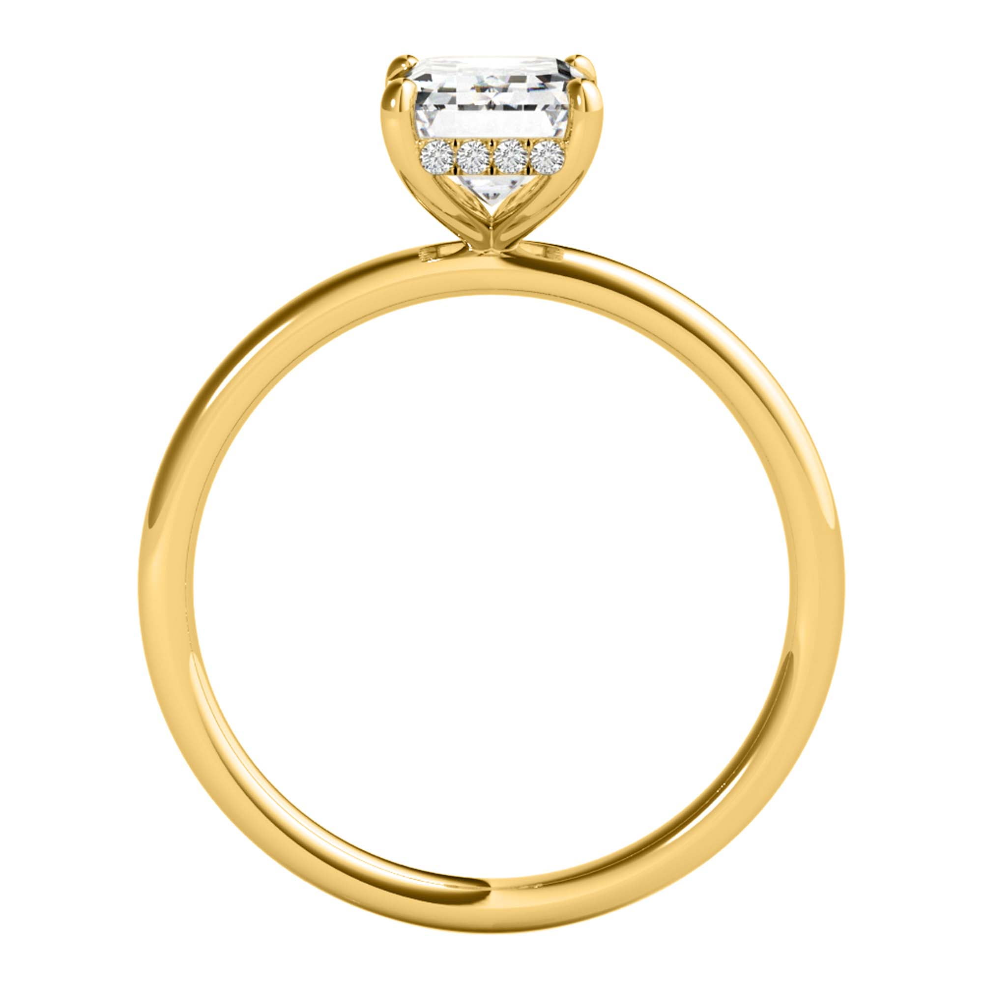 2.05 Carat Emerald Cut Moissanite ( G-H/ VS1 ) And Natual Diamond Engagement Rings for Womens In 10K Yellow Solid Gold In Ring Size 5