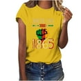 thumbnail image 2 of Honeeladyy Independence Day T Shirt for Women 2024 4th of July Tees Letter Print Patriotic Shirts Short Sleeve Summer Casual Tops for Memorial Day(Yellow,S), 2 of 4