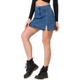 thumbnail image 4 of Unique Bargains Jupe en Jean pour Femmes Taille Haute Boutonnée devant Ajustée Mini Jupe en Jean Bleue TP, 4 of 7