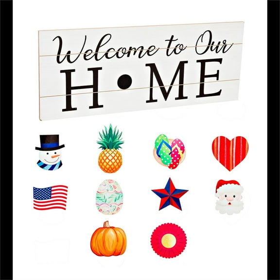 Evergreen Interchangeable Wood Sign, "Welcome To Our Home"