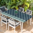 thumbnail image 2 of Dark Blue Flowers Table Cloths for 6 Foot Rectangle Tables, Vintage Rustic Abstract Floral Aesthetic Patio Waterproof Elastic Fitted Tablecloths, Washable Rectangular Table Cover for Camping, 2 of 8