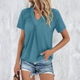 thumbnail image 6 of SUNBS Shirts for Women Short Sleeve V Neck Blouses Casual Loose Fit Pleated Tops Trendy Cute Fashion Clothes, 6 of 8