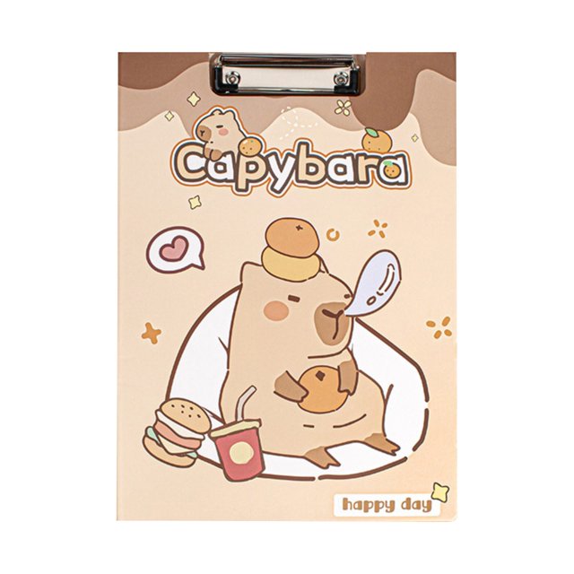 Reclining Capybara Flip Clipboard Cute Animal Hardboard Writing Pad with Secure Metal Clip 9 X 12 Inch for School Travel And