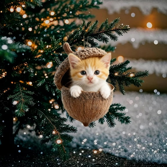 Japceit Forest Animal Christmas Ornaments, Woodland Creature Acorn Design, Nature Theme Tree Decor for Holiday Display, Seasonal Collection