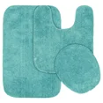 thumbnail image 2 of Gorgeous Home Linen 3pc Bathroom Soft Rug Set Large Rug , Contour Mat, and Toilet Lid Cover Rubber Backing Solid Color Teal Blue #6, 2 of 6