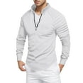 thumbnail image 3 of Mens Polo Shirts Zipper Slim Fit Stretch Shoulder Pleated Zip Mens Clothes,White,L, 3 of 6