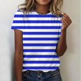 thumbnail image 2 of TSADFHJI T-Shirts Graphiques pour Femmes Classique Polyvalent Quotidien Manches Courtes Rayé Léopard Camo Color Block Col Rond T-Shirt 3 TG Bleu, 2 of 5