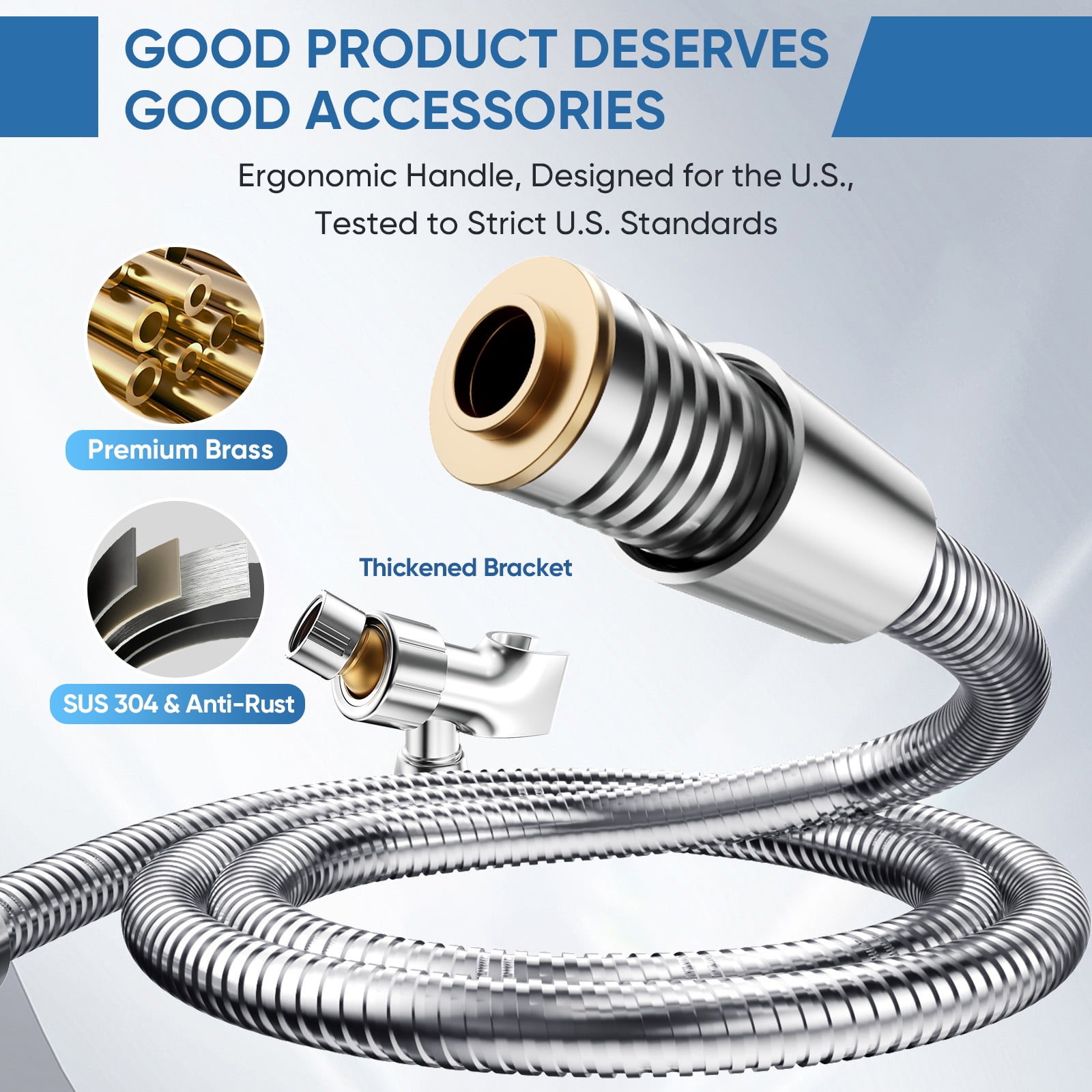 ENRUNEST, 8 Modes 2.5 GPM Wall Mount Showerhead and Handheld Shower