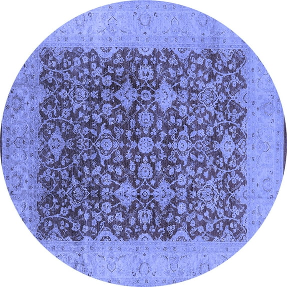 Ahgly Company Indoor Round Oriental Blue Industrial Area Rugs, 5' Round