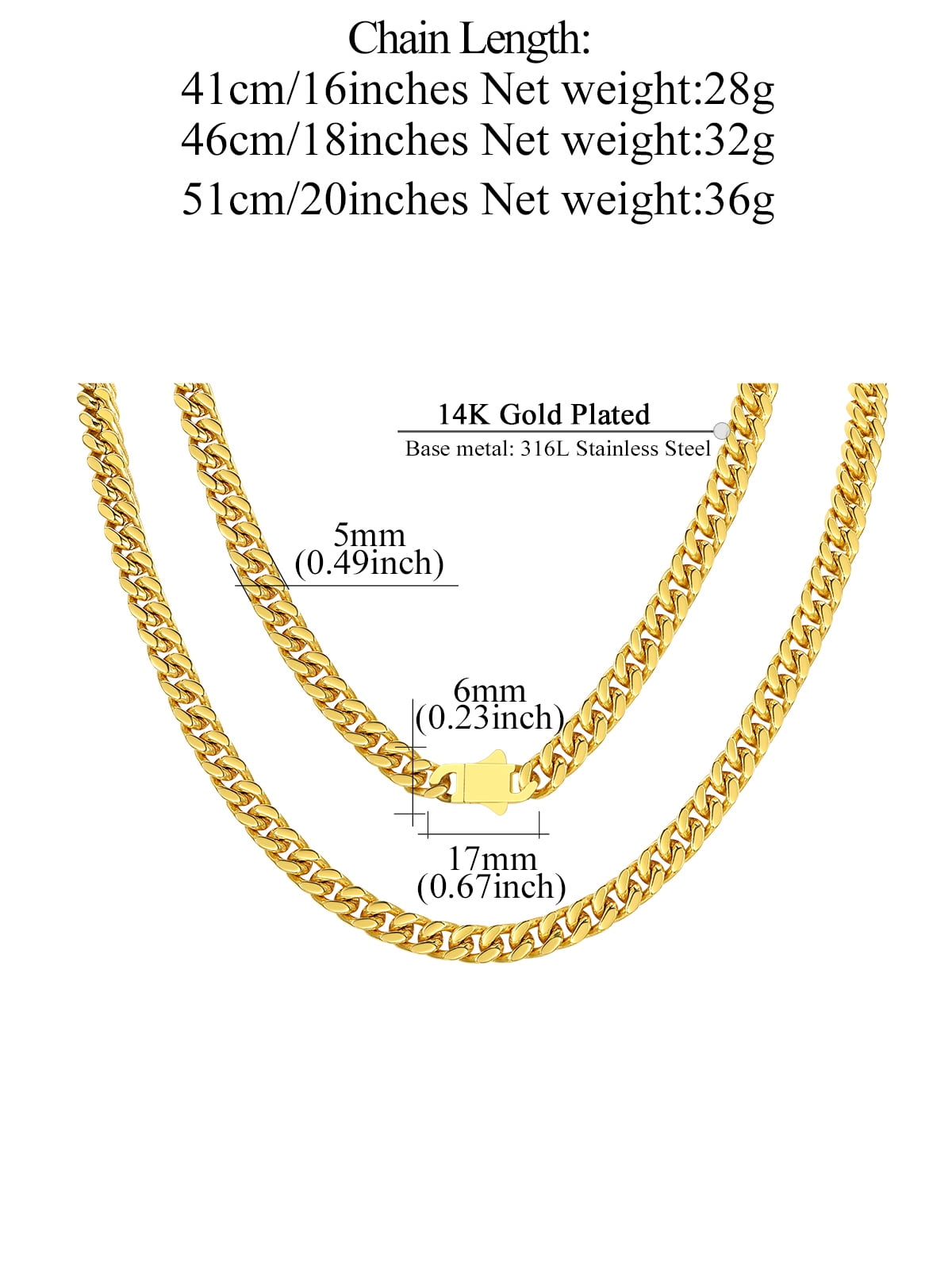 FindChic 14K Gold Plated Chains for Women 5mm Stainless Steel Cuban Link Necklace Birthday Graduation Jewelry Gifts Her Mom Wife, 20inch