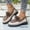 Brown, variant on Women's Platform Loafers, Color Block Lace-Up Round Toe Shoes, Comfortable Chunky Sole Casual Flats for Daily Wear, Work, Walking - Black/Red/Blue/Pink/Brown