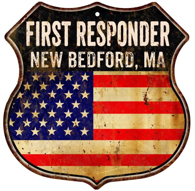 New Bedford Ma First Responder American Flag 12x12 Metal Shield Sign S Walmart Com Walmart Com