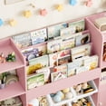 thumbnail image 3 of Hiphuta Kids Bookcase Toy Storage Organizer, Wooden Toy Chest for Kids with 6 Removable Toy Boxes, Kids Storage Bookshelf for Bedroom Playroom, Pink, 3 of 10