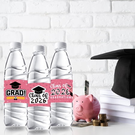 24Pcs Class of 2029 Graduation Water Bottle Labels Self Adhesive Bottle Wraps for Grad Party Beverage Decorations