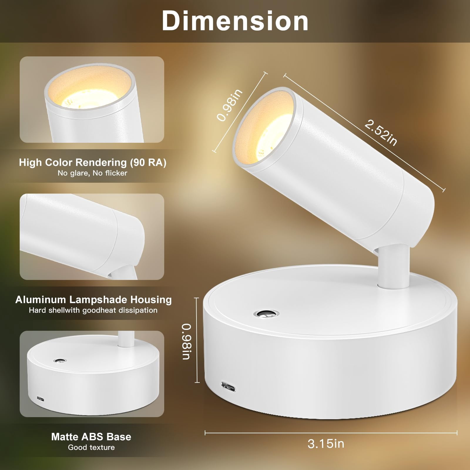 Spot Lights Indoor, Rechargeable Plant Spotlight Indoor, Wireless LED Up Lights Accent Lighting with Timer and Dimmable, Battery Powered Picture Light