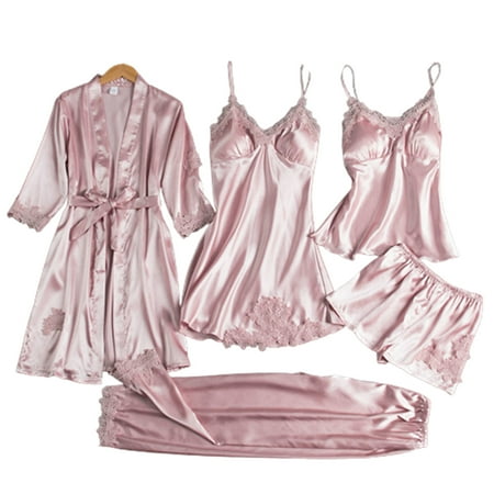

Female Pajamas Set 5pcs Sleepwear Sexy Lace Comfortable Sleepwear Loungewear