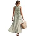 thumbnail image 2 of Xoenoiee Green Tree Leaf Print Women's Summer Maxi Dress 2026 Sleeveless Crewneck Tank Dress with Pockets, Flowy Cotton Linen Beach Vacation Boho Sundress with Back Zipper, XL, 2 of 7