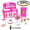 Girls Kitchen Home Mini Appliances for Kids Gift Pretend Role Play Educational Skill Improvement Package Includes Refrigerator, Stove, Oven Cooker and Food 20 PCs